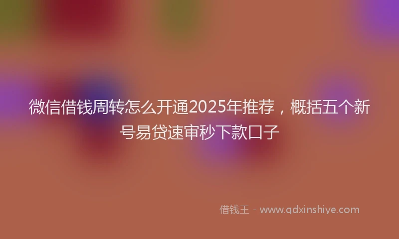 微信借钱周转怎么开通2025年推荐，概括五个新号易贷速审秒下款口子