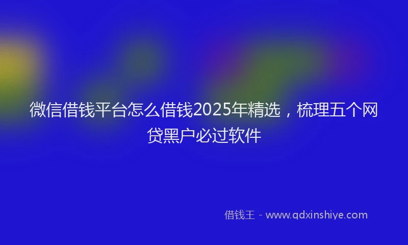 微信借钱平台怎么借钱2025年精选，梳理五个网贷黑户必过软件