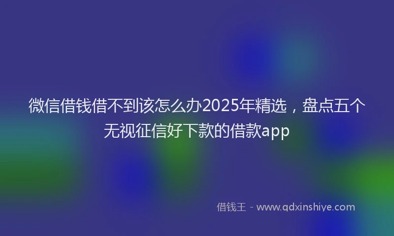 微信借钱借不到该怎么办2025年精选，盘点五个无视征信好下款的借款app