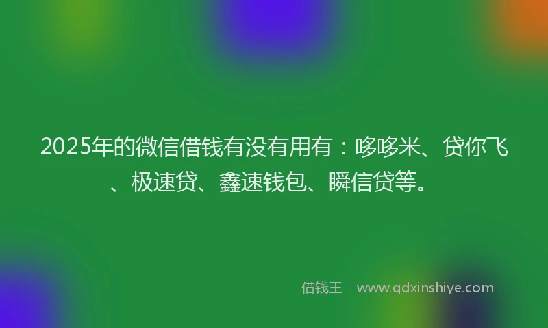 2025年的微信借钱有没有用有：哆哆米、贷你飞、极速贷、鑫速钱包、瞬信贷等。
