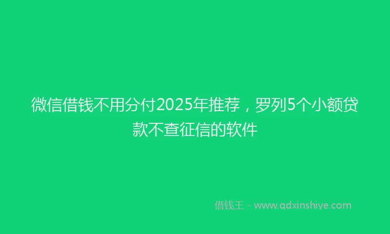 微信借钱不用分付2025年推荐，罗列5个小额贷款不查征信的软件