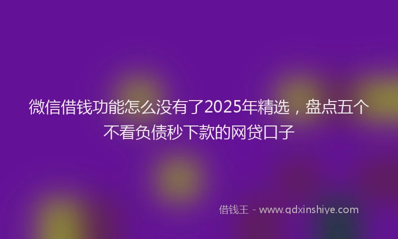 微信借钱功能怎么没有了2025年精选，盘点五个不看负债秒下款的网贷口子