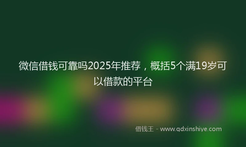 微信借钱可靠吗2025年推荐，概括5个满19岁可以借款的平台