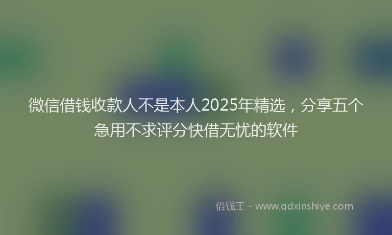微信借钱收款人不是本人2025年精选，分享五个急用不求评分快借无忧的软件