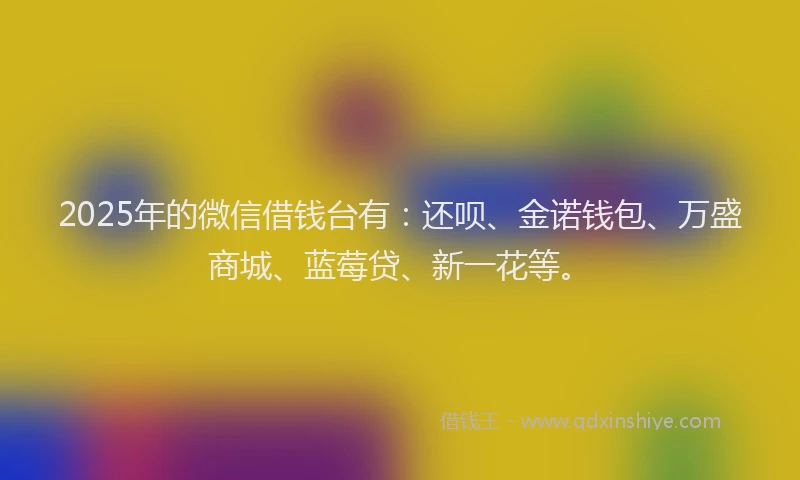 2025年的微信借钱台有：还呗、金诺钱包、万盛商城、蓝莓贷、新一花等。