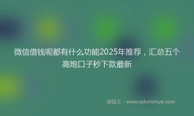 微信借钱呢都有什么功能2025年推荐，汇总五个高炮口子秒下款最新