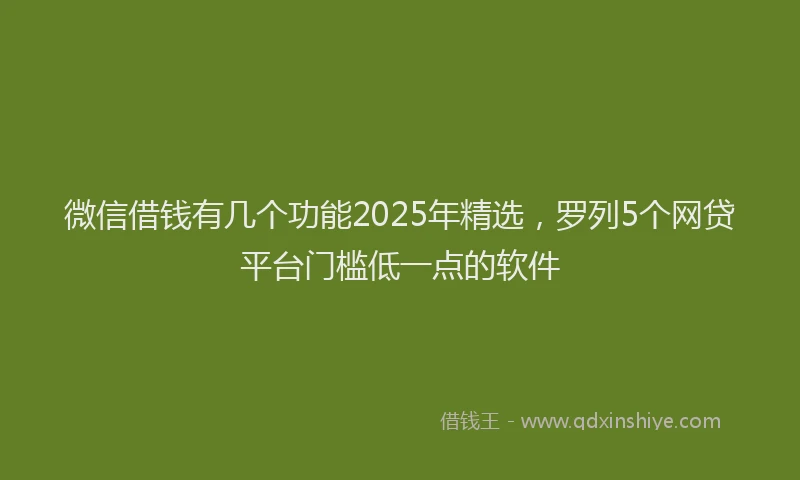微信借钱有几个功能2025年精选，罗列5个网贷平台门槛低一点的软件