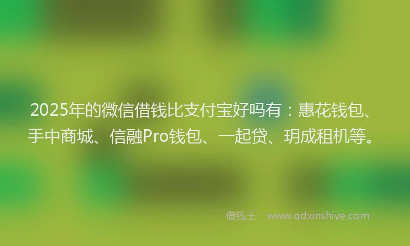2025年的微信借钱比支付宝好吗有：惠花钱包、手中商城、信融Pro钱包、一起贷、玥成租机等。