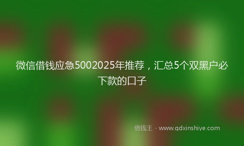 微信借钱应急5002025年推荐，汇总5个双黑户必下款的口子