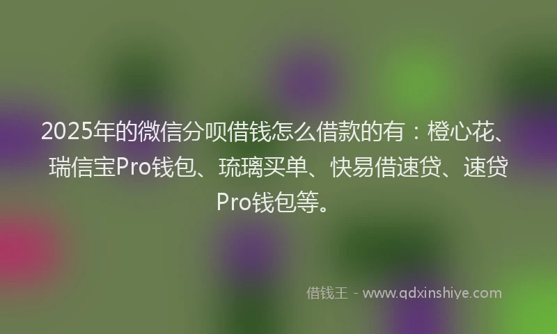 2025年的微信分呗借钱怎么借款的有：橙心花、瑞信宝Pro钱包、琉璃买单、快易借速贷、速贷Pro钱包等。