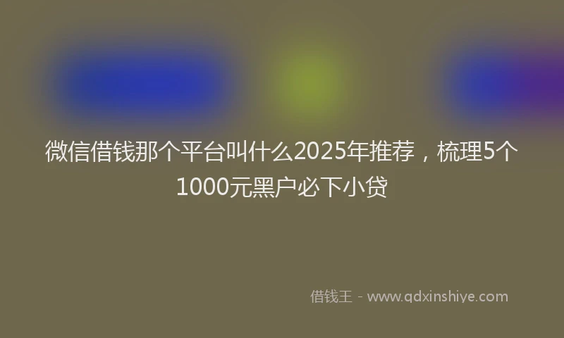 微信借钱那个平台叫什么2025年推荐，梳理5个1000元黑户必下小贷