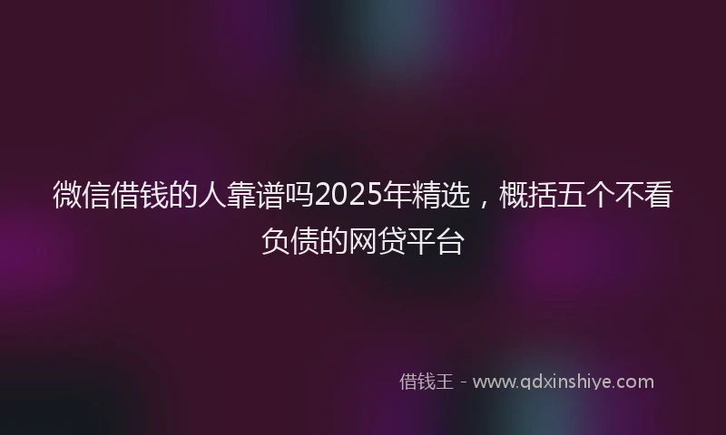 微信借钱的人靠谱吗2025年精选，概括五个不看负债的网贷平台