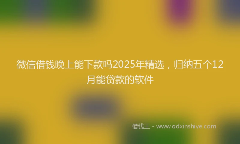 微信借钱晚上能下款吗2025年精选，归纳五个12月能贷款的软件