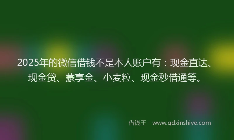 2025年的微信借钱不是本人账户有：现金直达、现金贷、蒙享金、小麦粒、现金秒借通等。