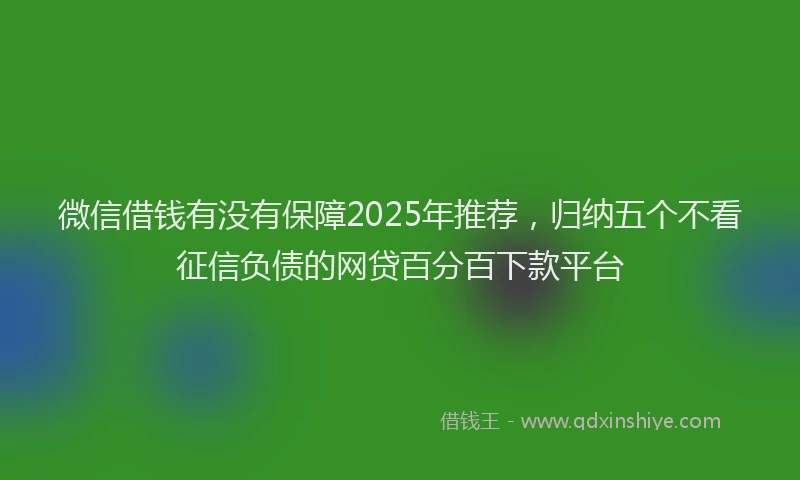 微信借钱有没有保障2025年推荐，归纳五个不看征信负债的网贷百分百下款平台