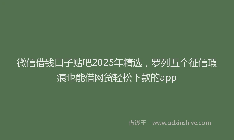微信借钱口子贴吧2025年精选，罗列五个征信瑕疵也能借网贷轻松下款的app