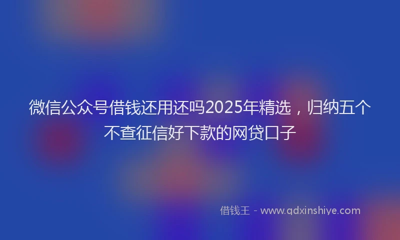 微信公众号借钱还用还吗2025年精选，归纳五个不查征信好下款的网贷口子