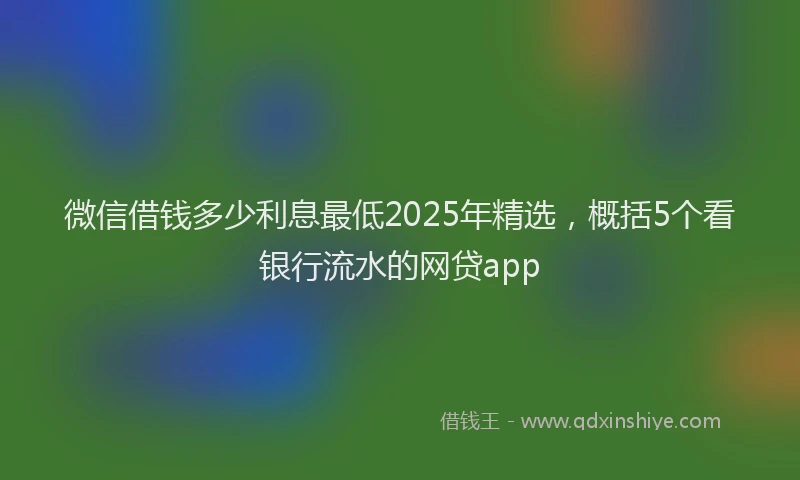微信借钱多少利息最低2025年精选，概括5个看银行流水的网贷app