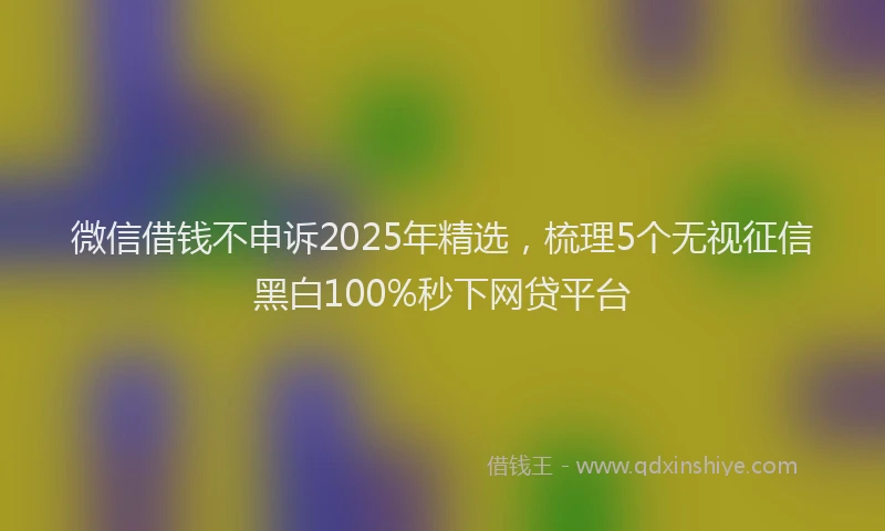 微信借钱不申诉2025年精选，梳理5个无视征信黑白100%秒下网贷平台