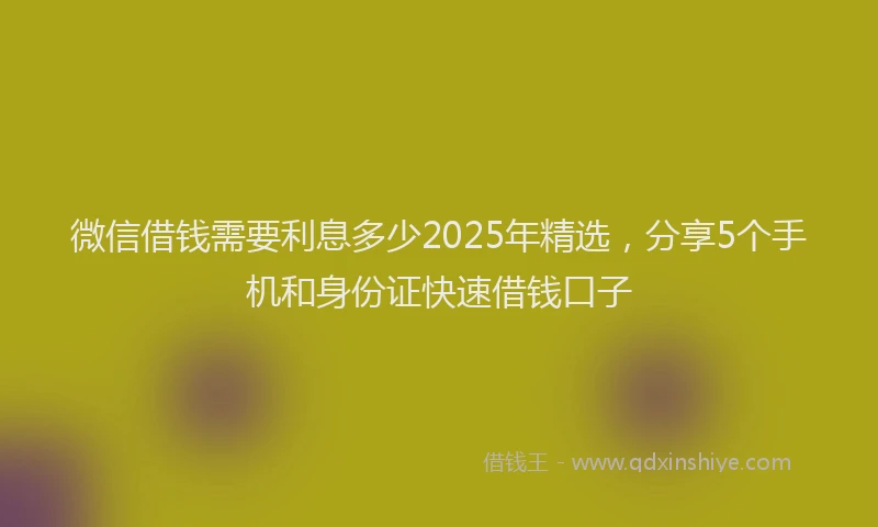 微信借钱需要利息多少2025年精选，分享5个手机和身份证快速借钱口子