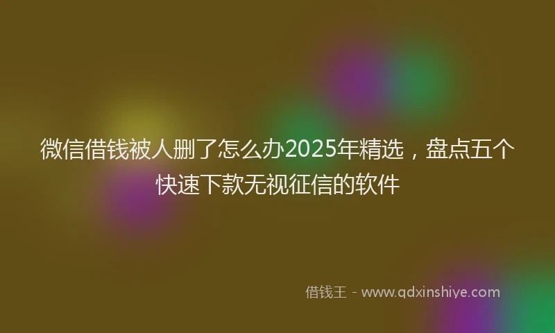 微信借钱被人删了怎么办2025年精选，盘点五个快速下款无视征信的软件