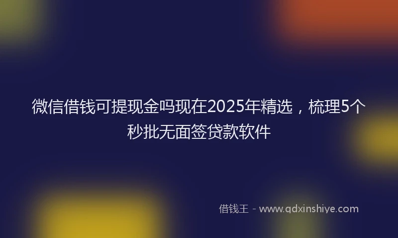 微信借钱可提现金吗现在2025年精选，梳理5个秒批无面签贷款软件