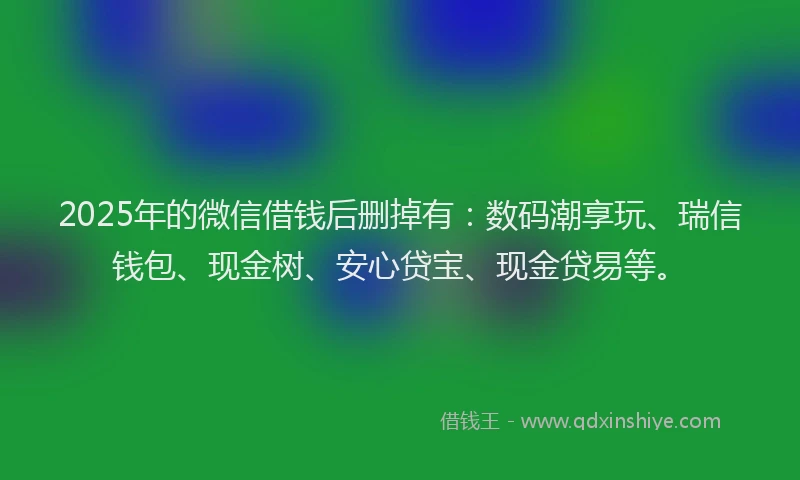 2025年的微信借钱后删掉有：数码潮享玩、瑞信钱包、现金树、安心贷宝、现金贷易等。
