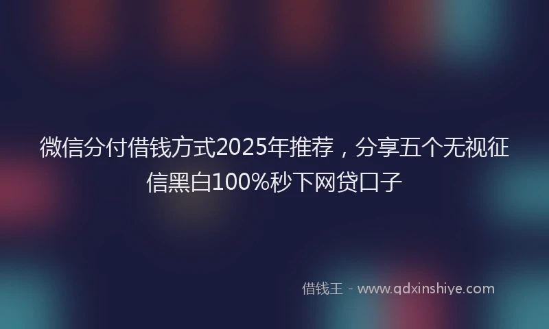 微信分付借钱方式2025年推荐，分享五个无视征信黑白100%秒下网贷口子