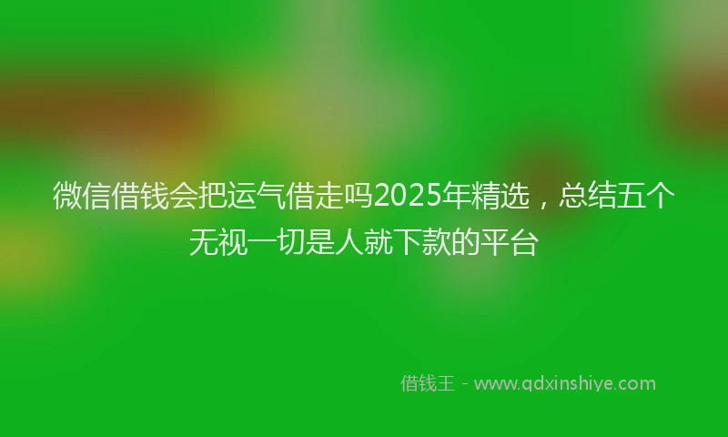 微信借钱会把运气借走吗2025年精选，总结五个无视一切是人就下款的平台
