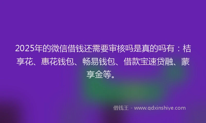 2025年的微信借钱还需要审核吗是真的吗有：桔享花、惠花钱包、畅易钱包、借款宝速贷融、蒙享金等。
