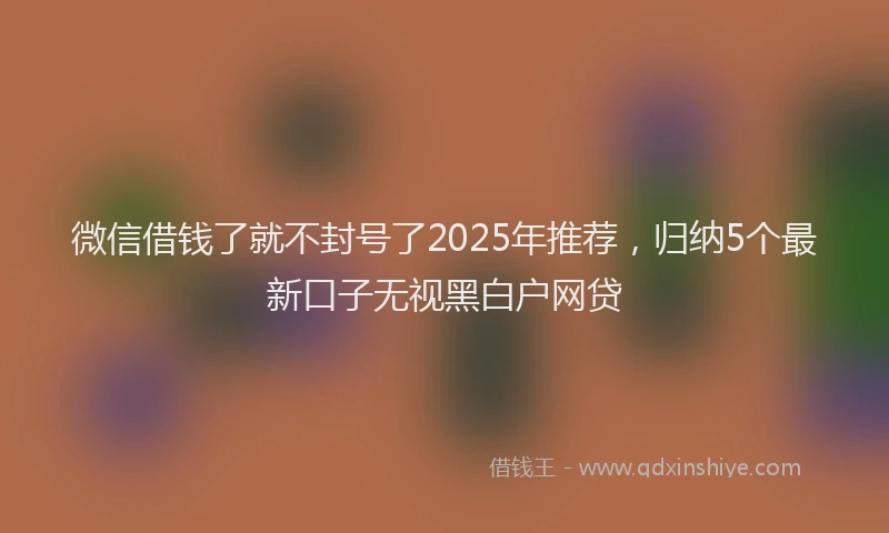 微信借钱了就不封号了2025年推荐，归纳5个最新口子无视黑白户网贷