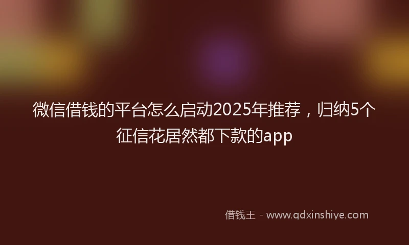 微信借钱的平台怎么启动2025年推荐，归纳5个征信花居然都下款的app