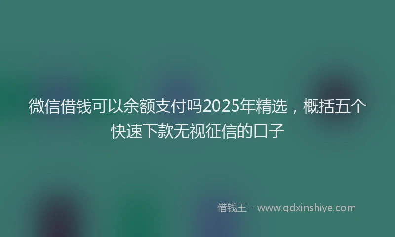 微信借钱可以余额支付吗2025年精选，概括五个快速下款无视征信的口子