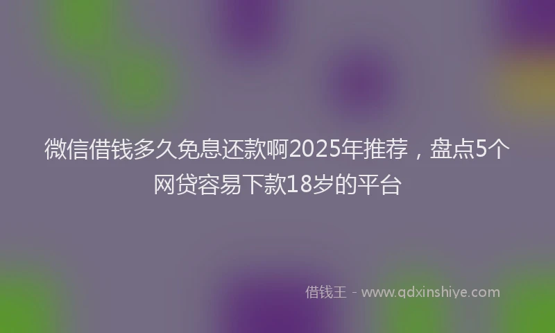 微信借钱多久免息还款啊2025年推荐，盘点5个网贷容易下款18岁的平台