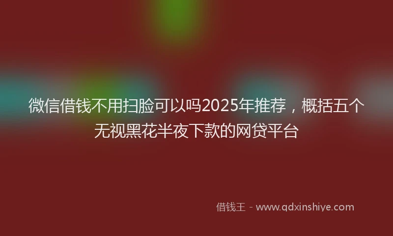 微信借钱不用扫脸可以吗2025年推荐，概括五个无视黑花半夜下款的网贷平台