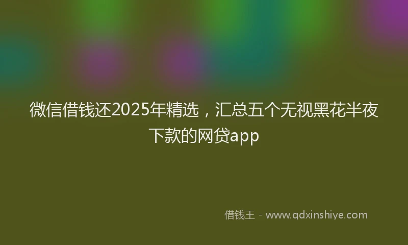 微信借钱还2025年精选，汇总五个无视黑花半夜下款的网贷app