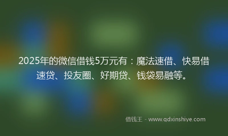 2025年的微信借钱5万元有：魔法速借、快易借速贷、投友圈、好期贷、钱袋易融等。