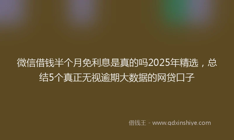 微信借钱半个月免利息是真的吗2025年精选，总结5个真正无视逾期大数据的网贷口子