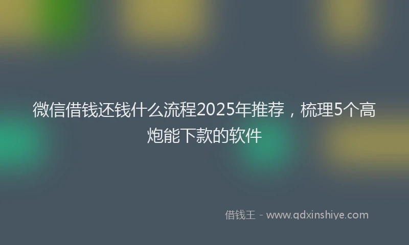 微信借钱还钱什么流程2025年推荐，梳理5个高炮能下款的软件