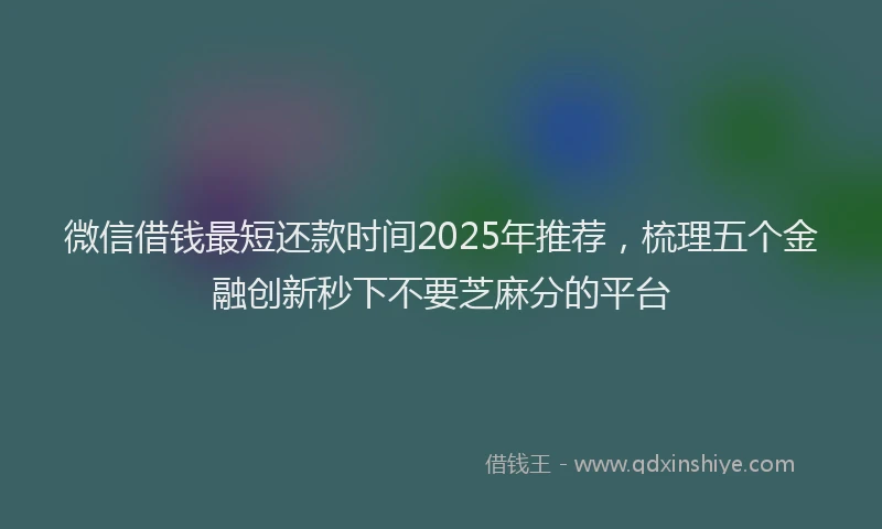 微信借钱最短还款时间2025年推荐，梳理五个金融创新秒下不要芝麻分的平台