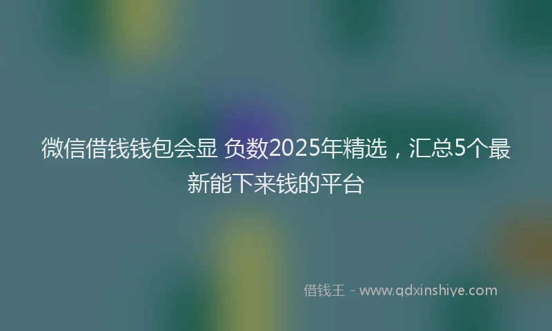 微信借钱钱包会显 负数2025年精选，汇总5个最新能下来钱的平台