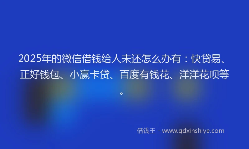 2025年的微信借钱给人未还怎么办有：快贷易、正好钱包、小赢卡贷、百度有钱花、洋洋花呗等。