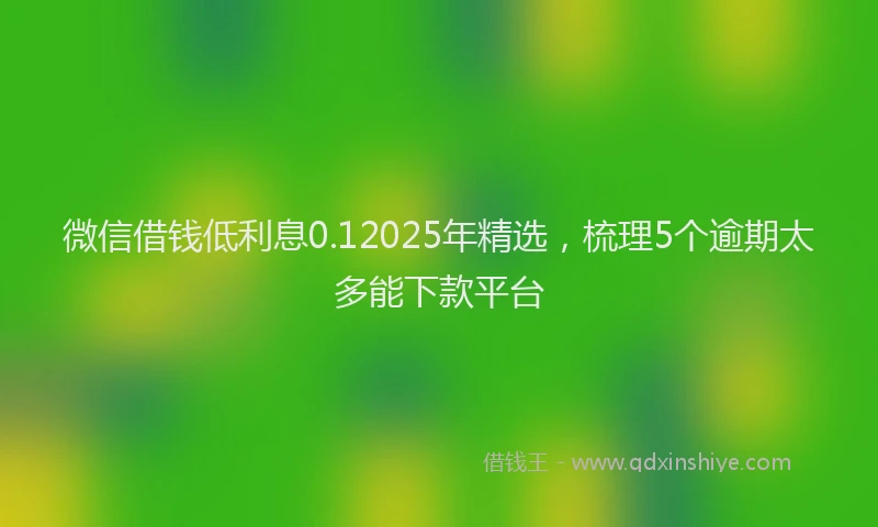 微信借钱低利息0.12025年精选，梳理5个逾期太多能下款平台