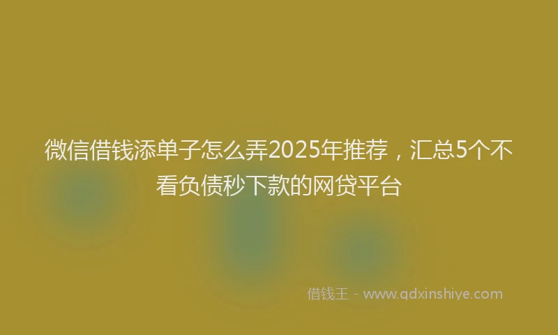 微信借钱添单子怎么弄2025年推荐，汇总5个不看负债秒下款的网贷平台