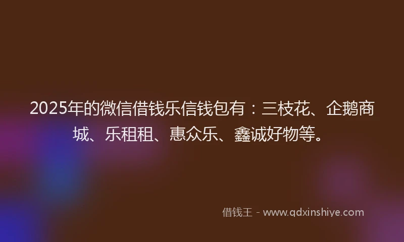 2025年的微信借钱乐信钱包有：三枝花、企鹅商城、乐租租、惠众乐、鑫诚好物等。