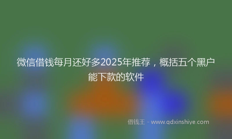 微信借钱每月还好多2025年推荐，概括五个黑户能下款的软件