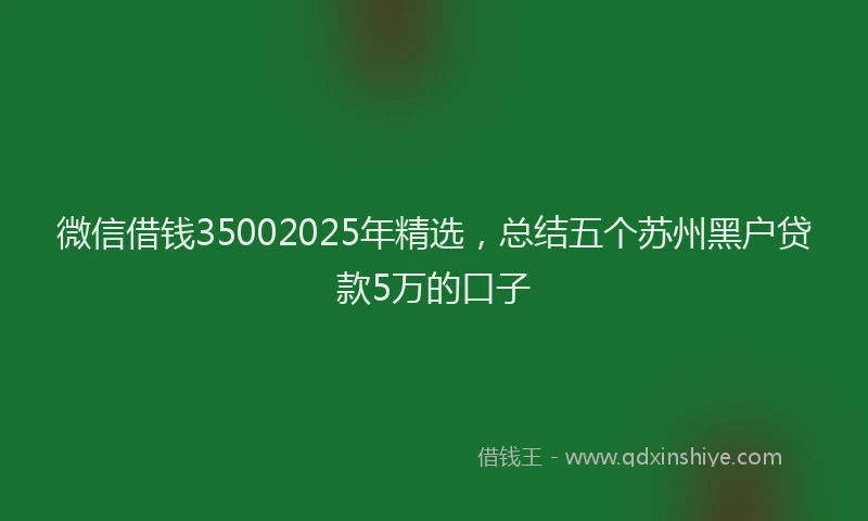 微信借钱35002025年精选，总结五个苏州黑户贷款5万的口子