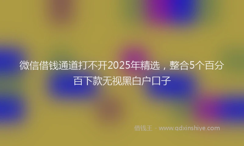微信借钱通道打不开2025年精选，整合5个百分百下款无视黑白户口子