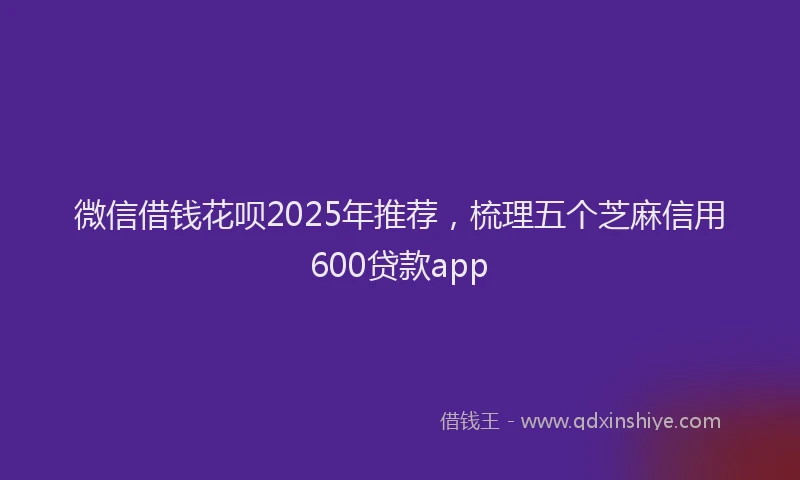 微信借钱花呗2025年推荐，梳理五个芝麻信用600贷款app