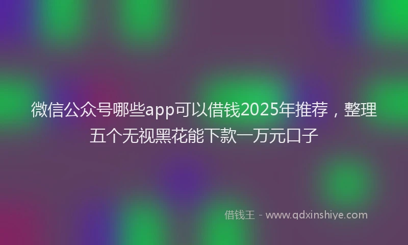 微信公众号哪些app可以借钱2025年推荐，整理五个无视黑花能下款一万元口子